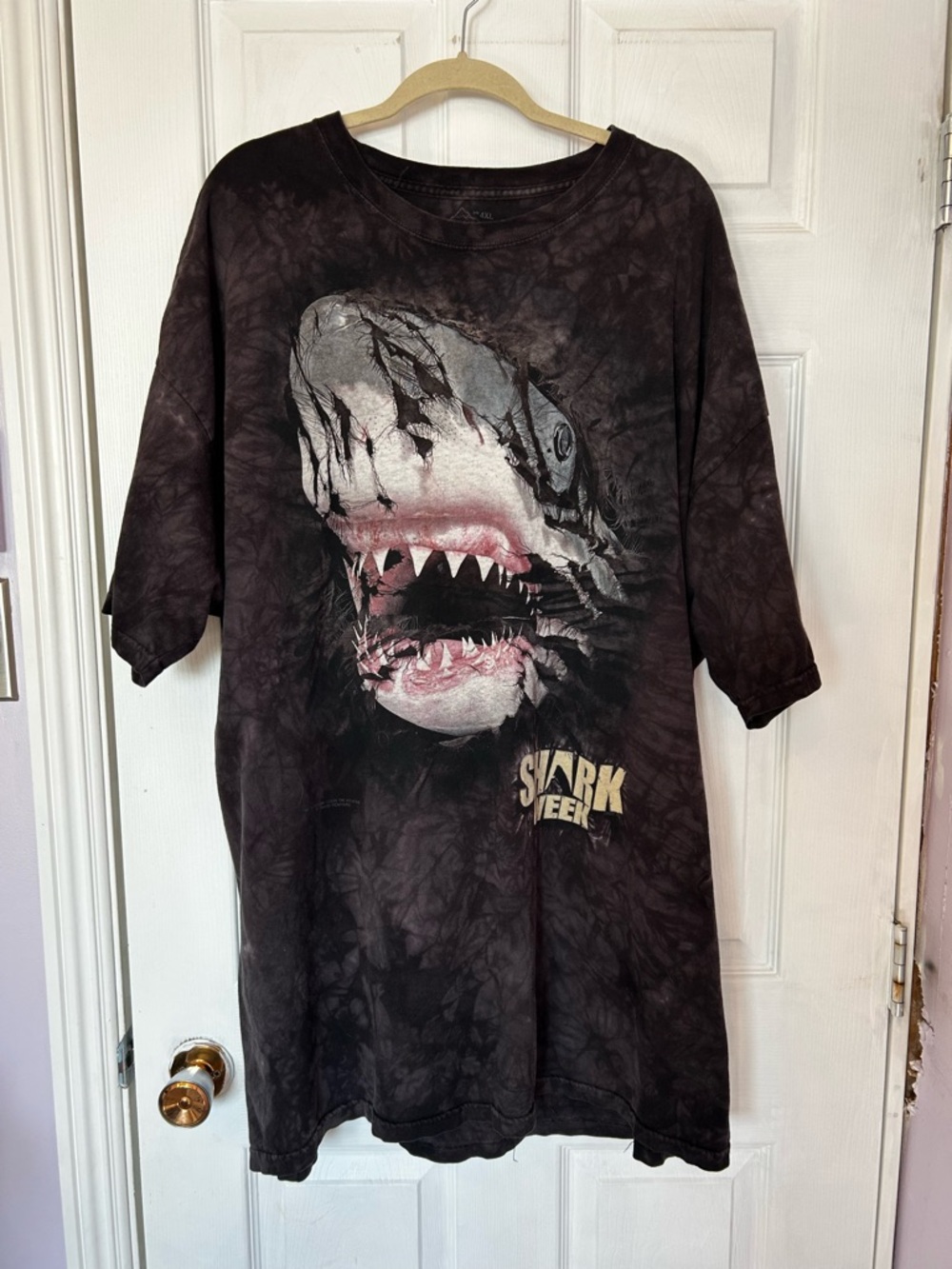 The Mountain Black Tie-Dye Shark Graphic Short Sleeve Tee